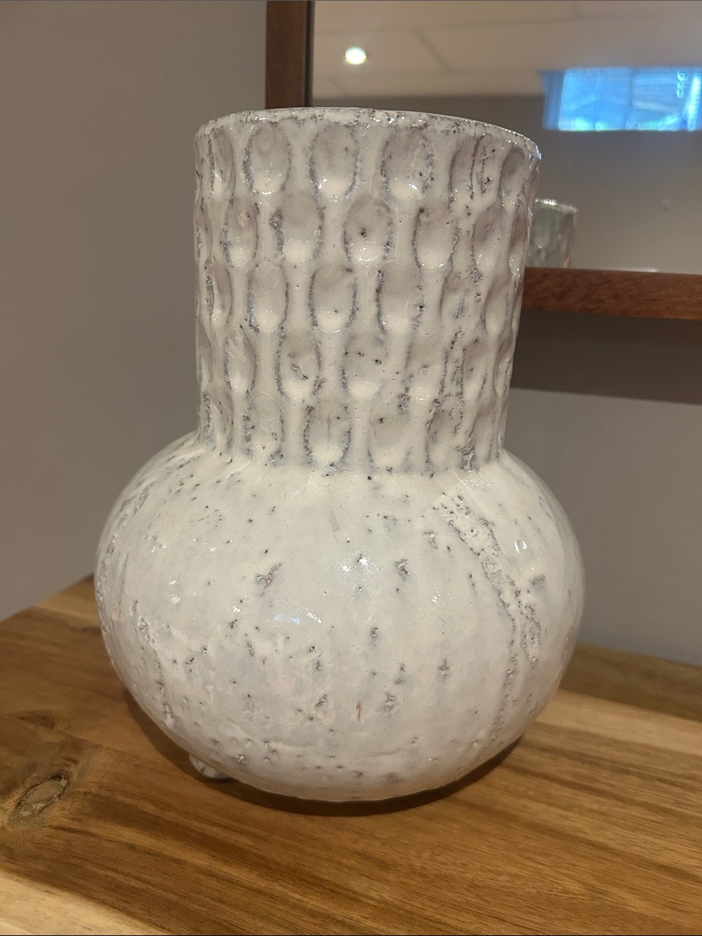 Handcrafted White Ceramic Textured Vase - Home Accents